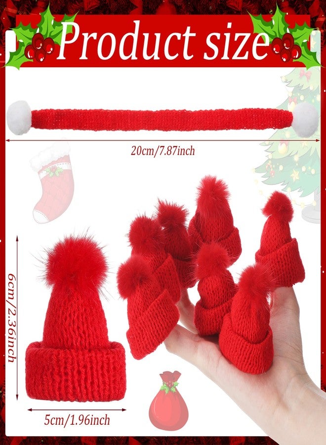 Bencailor 48 Pcs Mini Christmas Knitting Hats and Mini Christmas Scarf Set Knitting Doll Hat Scarf Santa Knit Hat Tree Ornaments for DIY Craft Art Doll Decoration (Bright Red) - Image 3